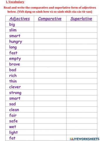 Superlative and comparative