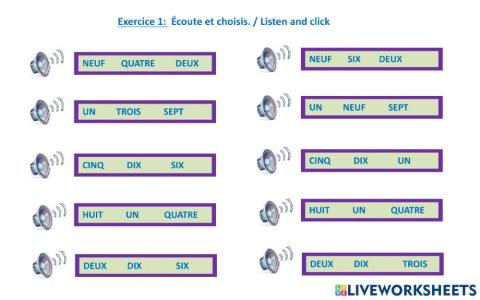 Les nombres de 1 a 1