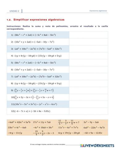 II.1.2.Simplificación de expresiones algebraicas