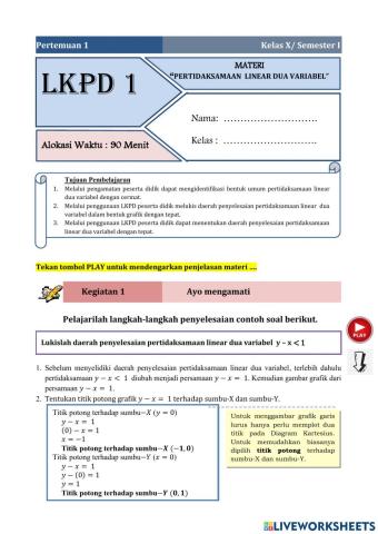 Sistem Pertidaksamaan Linear Kuadrat Dua Variabel