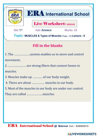 MUSCLES & Types of Muscles  (Page - 33) Lecture - 8