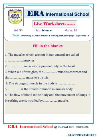 Involuntary & Cardiac Muscles & Working of Muscles  (Page - 33) Lecture - 9