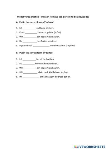 Modals - müssen and dürfen