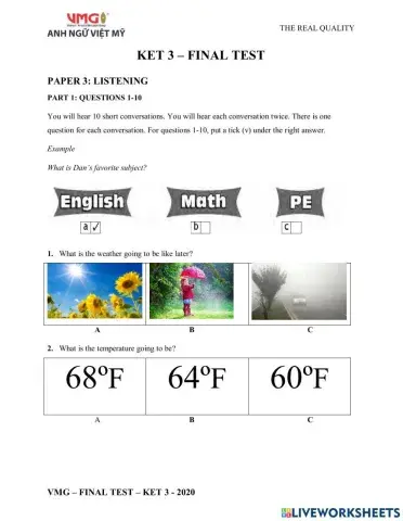 Ket 3 - final test - listening