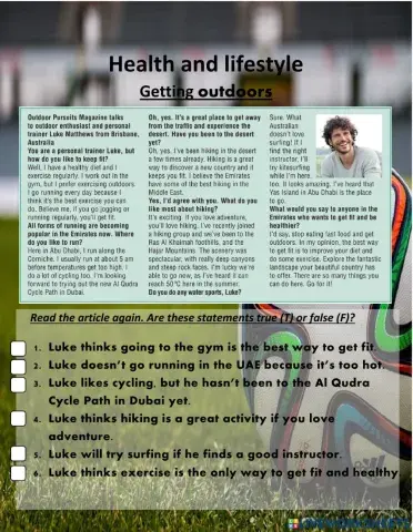 HEALTH AND LIFESTYLE: getting outdoors