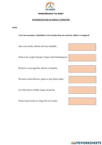 Conectores aditivos y temporales