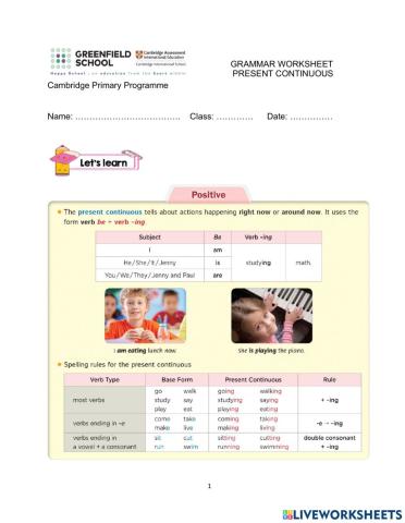 CGE3-Present Continuous-WS1