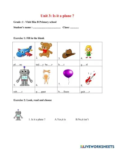 Unit 3 Is it a plane?