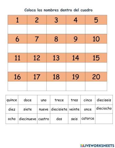 Nombres de los nùmeros