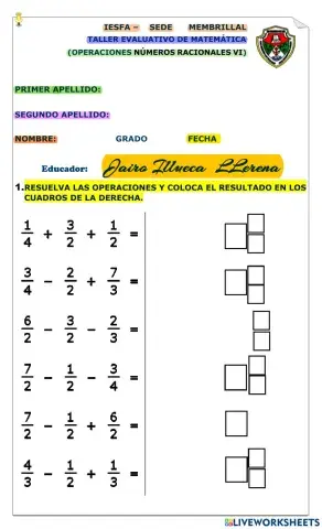 Operaciones con racionales