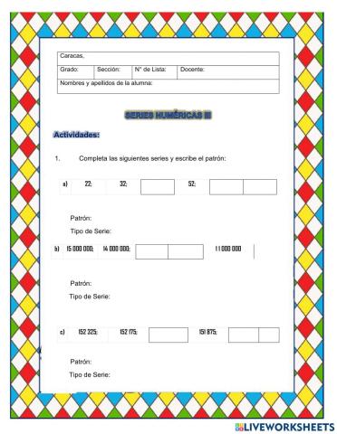 Completa las series iii