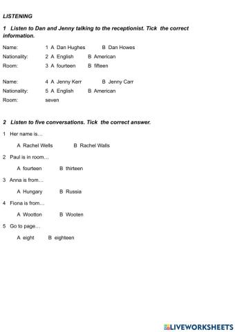 listening ( e.f. beg 1)