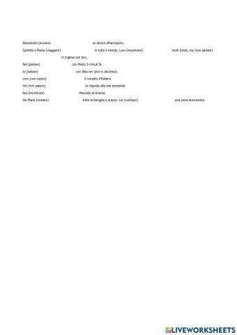 Passato prossimo con avere verbi regolari