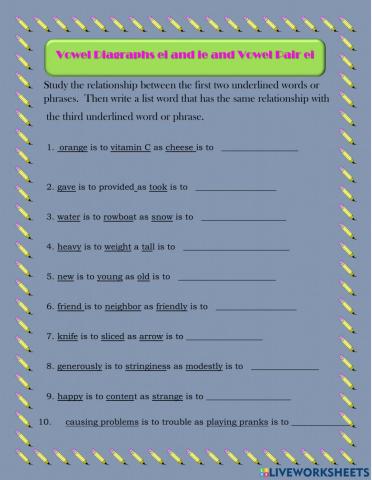 Vowel digraphs ei and ie