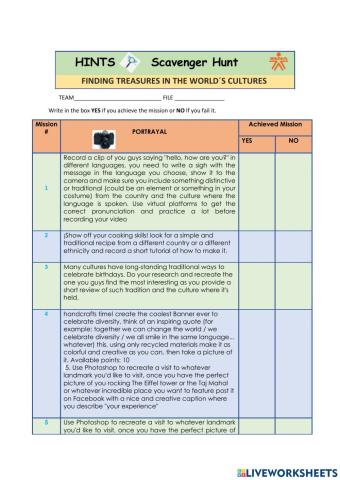 Hints to scavenger hunt