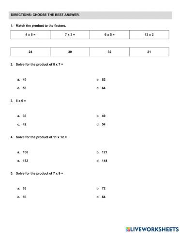 Multiplication Fact Fluency