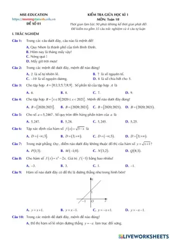 Toán 10 - Kiểm tra giữa kì 1