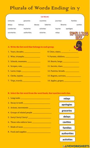 Plurals of Words Ending in y