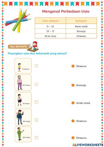 Mengenal Perbedaan Usia