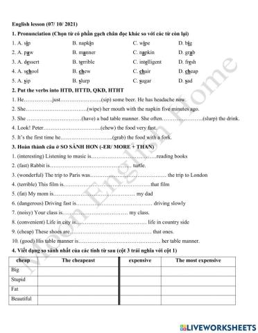 0910 Grade 5 So sánh nhất + eat like a pig