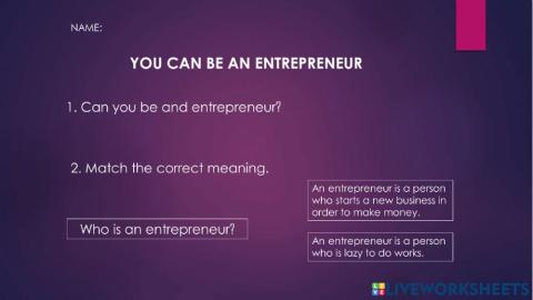 You can be an entrepreneur
