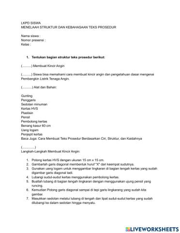 Menelaah struktur dan kebahasaan teks prosedur