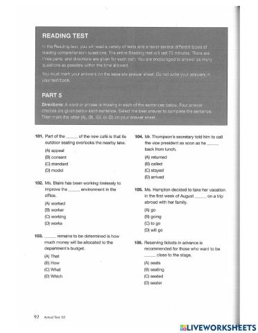 New TOEIC 700 - Test 2 Part 5