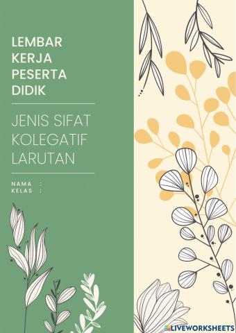 Jenis Sifat Koligatif Larutan