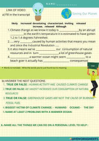 Video Saving Our Planet- BILL NYE VIDEO