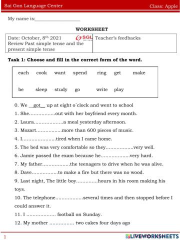 Worksheet apple