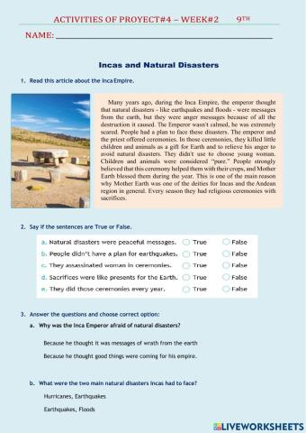 Incas and natural disasters