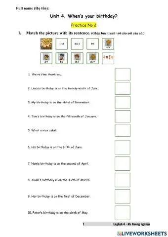 E4U4 dates Prac No2 (Ms Nuong Nguyen)