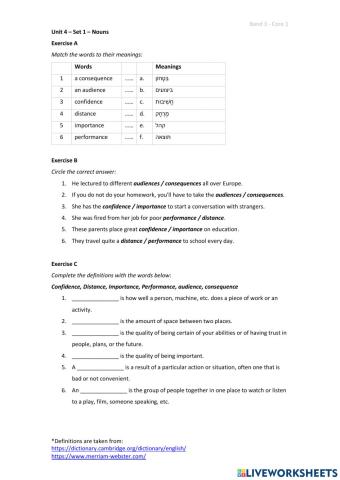 Band 3 (Core 1) - Unit 4 - Set 1