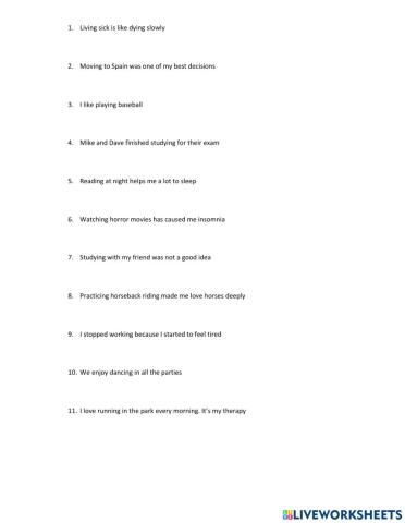 GERUND SUBJECT or OBJECT