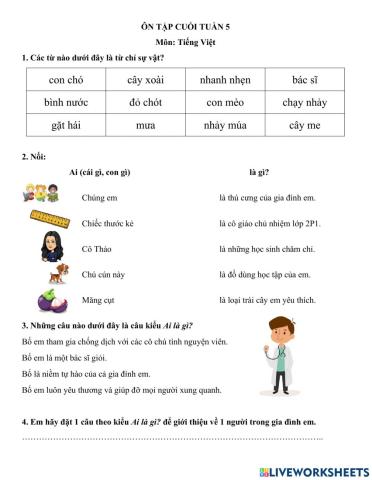 Ôn tập cuối tuần 5