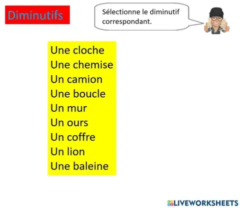 Lexique diminutifs teacher geraldine6