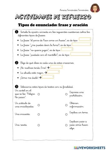 Tipos de enunciado: frase y oración