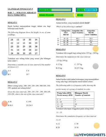 Bab 7 sukatan serakan data terkumpul(objektif)