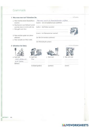 Extra Übungen Lekton 9