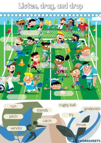 Rugby vocabulary drag and drop