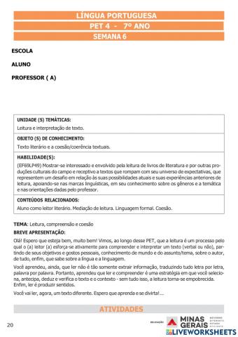 Pet 4  - 7º ano - semana 6