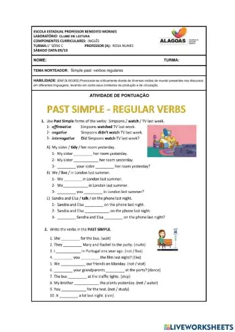 1° série c -roteiiro de pontuação- 3° bimestre