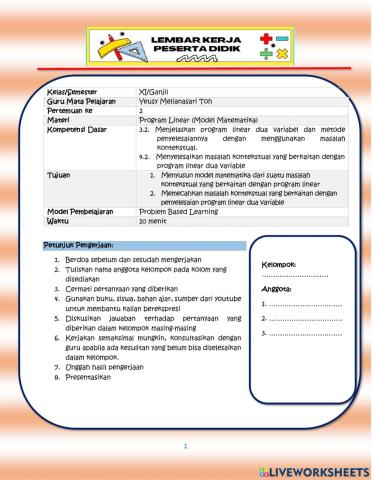 LKPD Menyusun model matematika