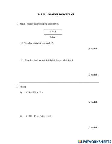 Nombor dan Operasi 1