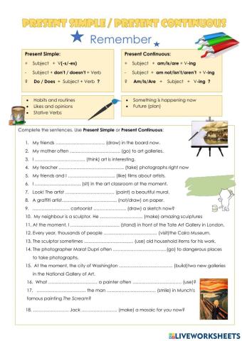 Present Simple- Present Continuous