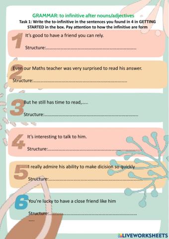 To-infinitive after nouns-adjectives