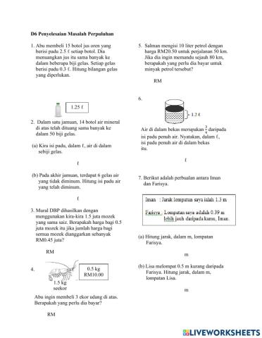 Matematik Tahun 6 : Penyelesaian Masalah Perpuluhan