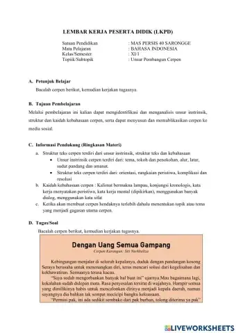 Lkpd unsur pembangun cerpen