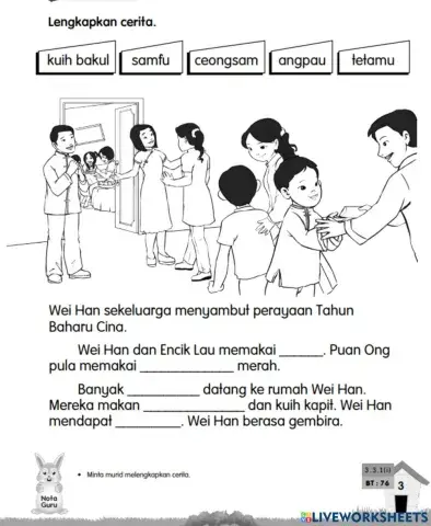 Meriahnya perayaan- Aktiviti -Lengkapkan cerita- ms 76