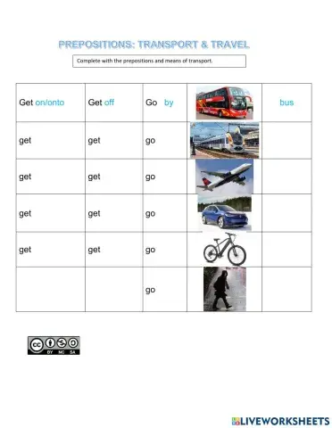 Prepositions: Transport & Travel